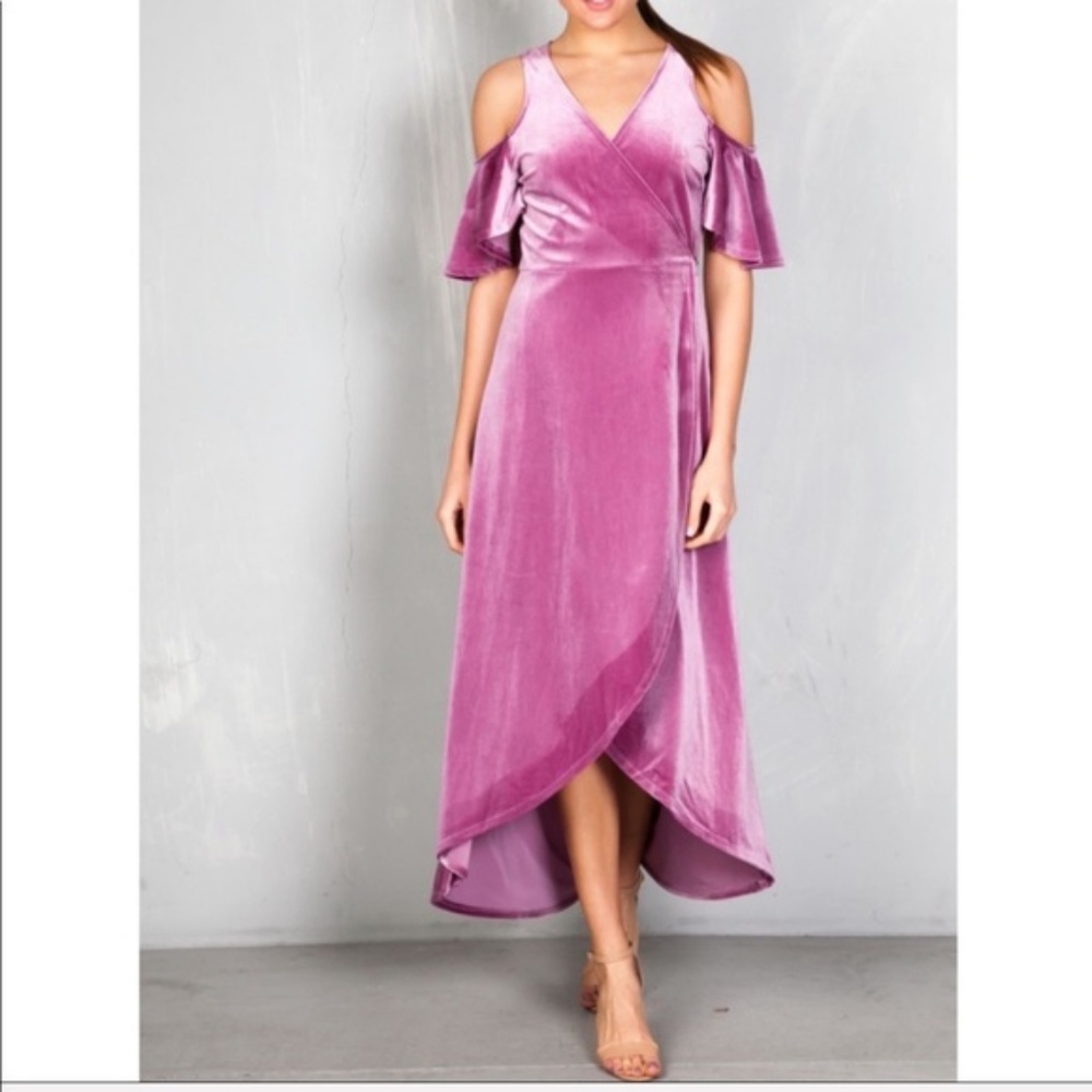 {Hummingbird}Lavender Velour Wrap Maxi Dress - Picture 2 of 4